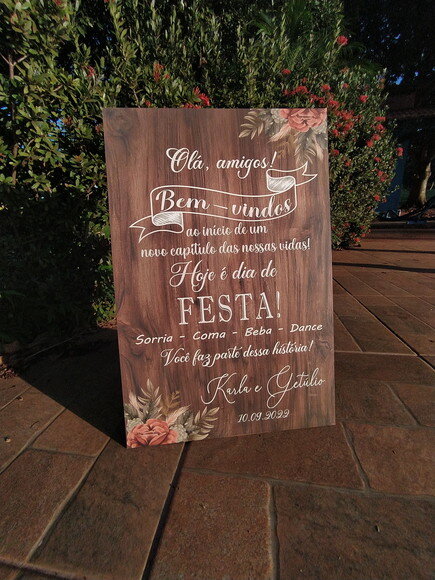 Placa Boas Vindas Casamento 60x40