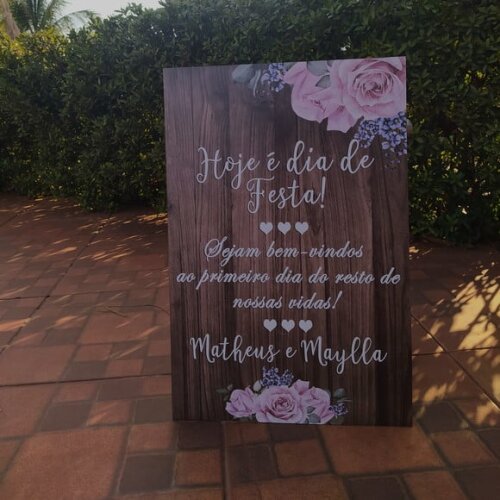 Placa Boas Vindas Casamento 60x40