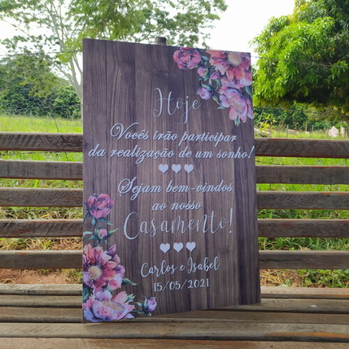 Placa Boas Vindas Casamento 60x40