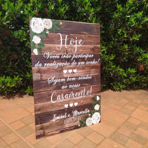 Placa Boas Vindas Casamento 60x40