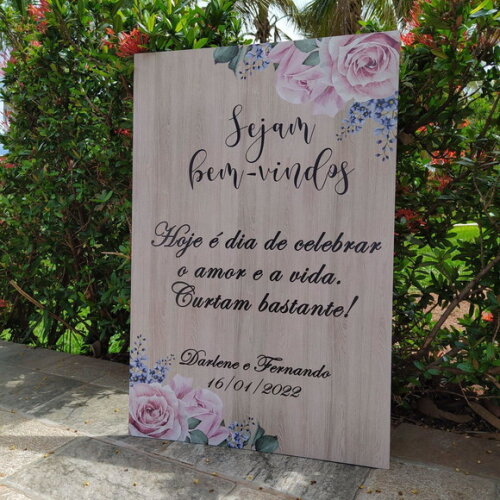 Placa Boas Vindas Casamento 60x40