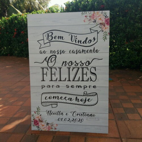 Placa Boas Vindas Casamento 60x40