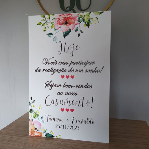Placa Boas Vindas Casamento 60x40cm