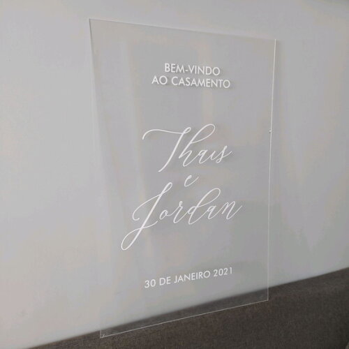 Placa Bos Vindas em Acrílico para Casamento 60x40
