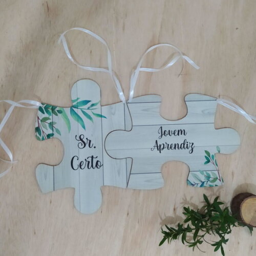 Placa cadeira dos noivos - Quebra Cabeça COM SUA FRASE