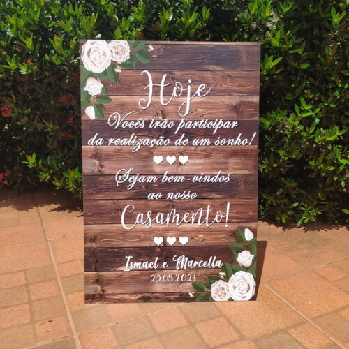 Placa Boas Vindas Casamento 60x40