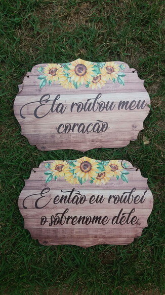 Placa Cadeira dos noivos COM SUA FRASE (O PAR)