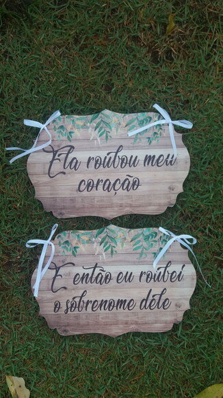Placa Cadeira dos noivos COM SUA FRASE (O PAR)