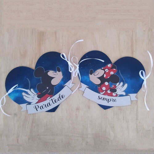Placa cadeira dos noivos em MDF - Mickey e Minnie