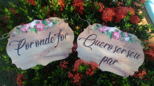 Placa cadeira dos noivos em MDF COM SUA FRASE