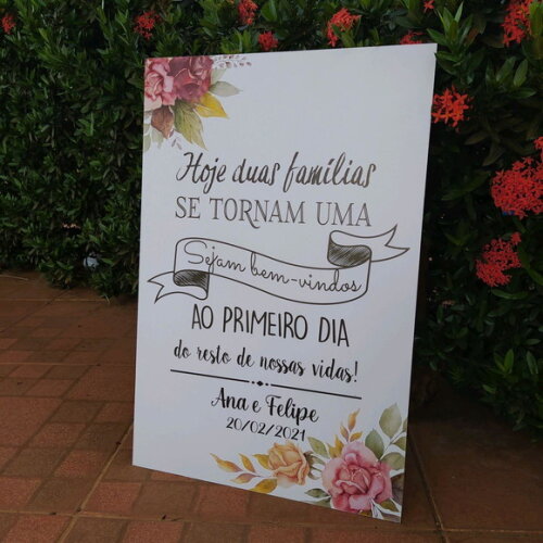 Placa Casamento "boas Vindas" 60x40cm