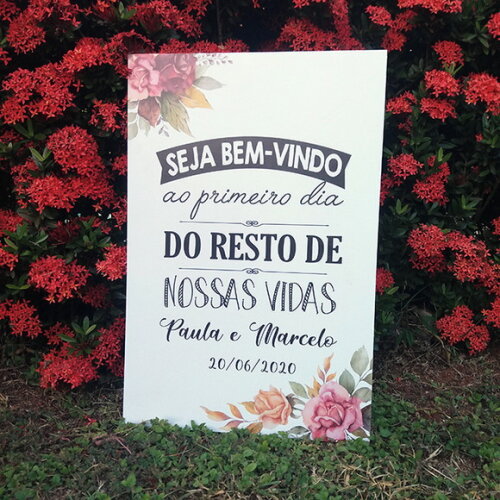 Placa Casamento "boas Vindas" 60x40cm