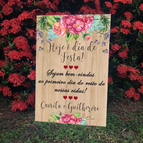 Placa Casamento "boas Vindas" 60x40cm com Sua Frase