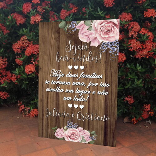 Placa Casamento boas Vindas 60x40cm com Sua Frase