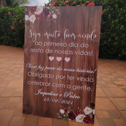 Placa Casamento "boas Vindas" 60x40cm com Sua Frase