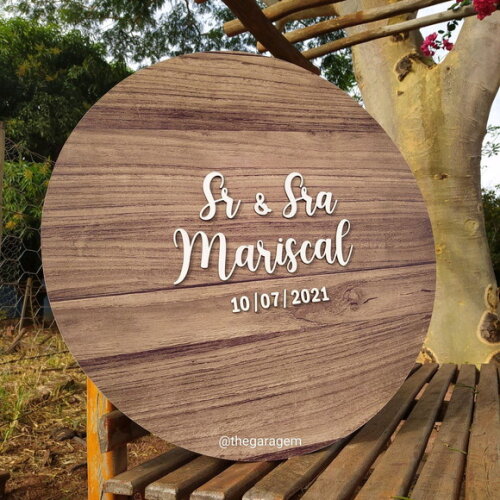 Placa Casamento "Boas Vindas" alto relevo 60x60cm