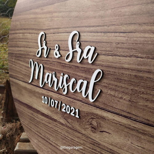 Placa Casamento Boas Vindas alto relevo 60x60cm