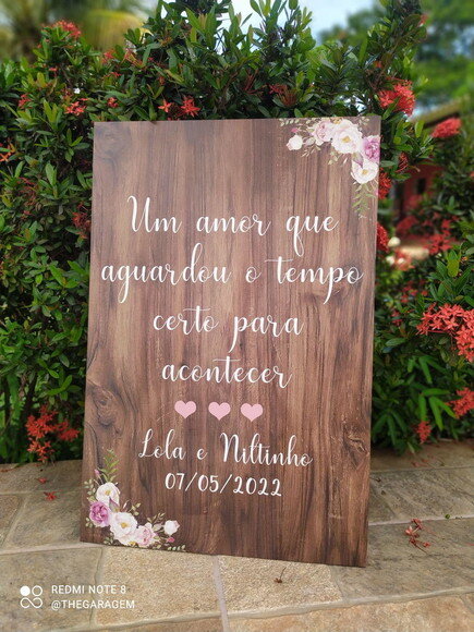 Placa Casamento 60x40cm com Sua Frase