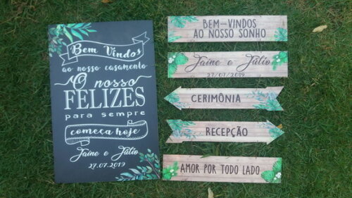 Placa Chalkboard 60x40 + 5 placas Indicativas casamento