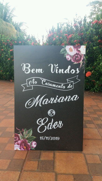 Placa Chalkboard Casamento "bem Vindos" Marsala01