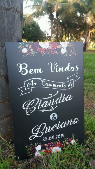 Placa Chalkboard Casamento "bem Vindos" 60x40 Marsala02