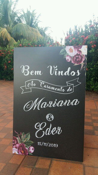 Placa Chalkboard Casamento bem Vindos Marsala01