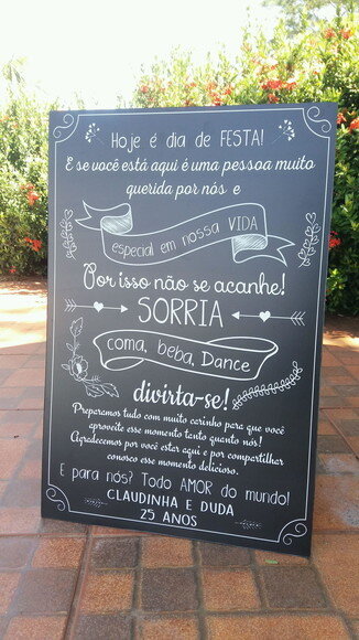 Placa Chalkboard Casamento 60x40 hoje É Dia de Festa! Md08