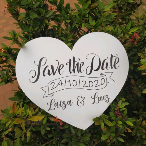 Placa Coração "Save the Date"