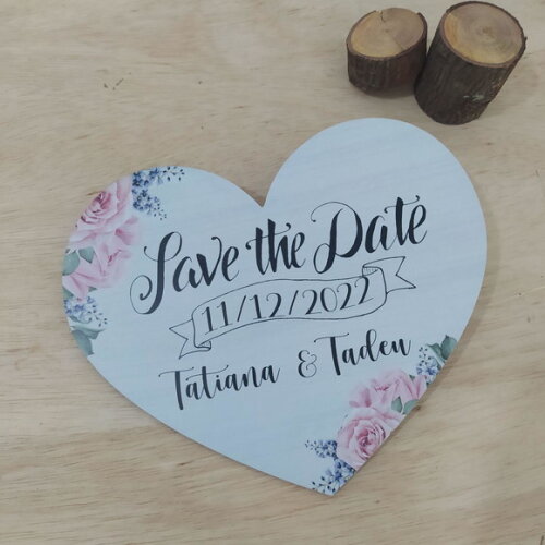 Placa Coração "save The Date"