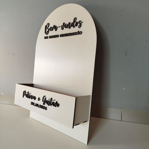 Placa de Boas Vindas com Floreira 60x40cm - Casamento
