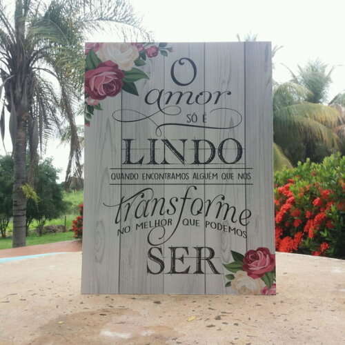 Placa de casamento "O Amor" 40x30cm
