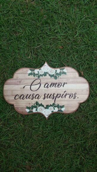 Placa de casamento COM SUA FRASE -Floral branco