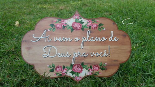 Placa de casamento COM SUA FRASE -Floral Rosa