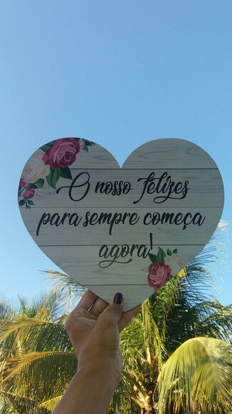 Placa de casamento Coração COM SUA FRASE