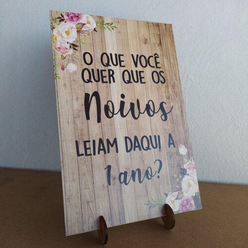 Placa de Casamento de Mesa em mdf