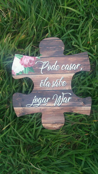 Placa de casamento em MDF COM SUA FRASE- Quebra Cabeça