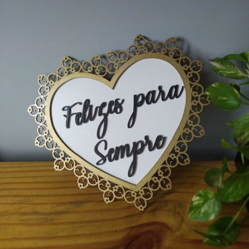 Placa de Pajem Coração arabesco COM SUA FRASE