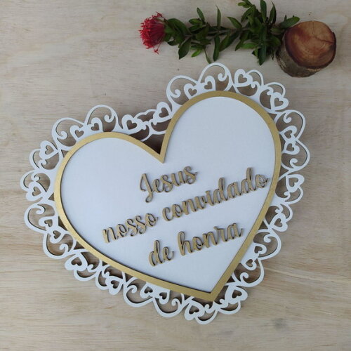 Placa de Pajem Coração arabesco COM SUA FRASE