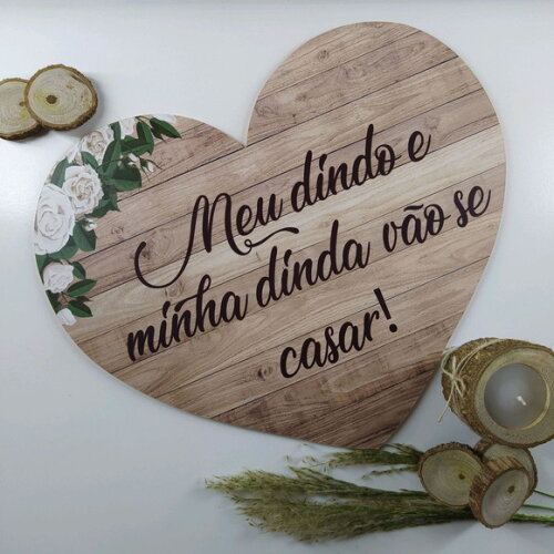 Placa de Pajem Coração COM SUA FRASE