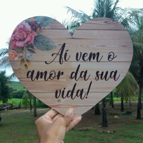 Placa de Pajem Coração COM SUA FRASE