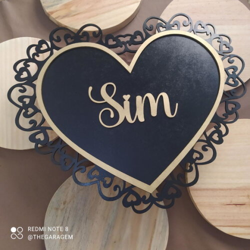 Placa de Pajem Coração arabesco COM SUA FRASE