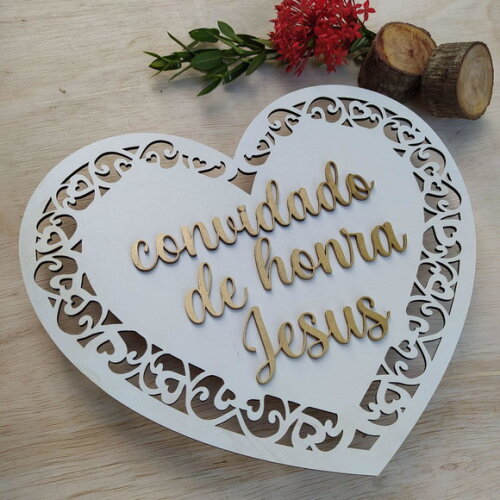 Placa de Pajem Coração arabesco COM SUA FRASE