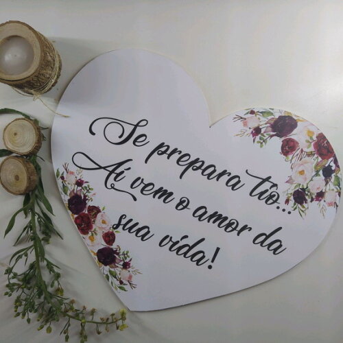 Placa de Pajem Coração Frase personalizada