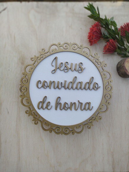 Placa de Pajem redonda arabesco COM SUA FRASE