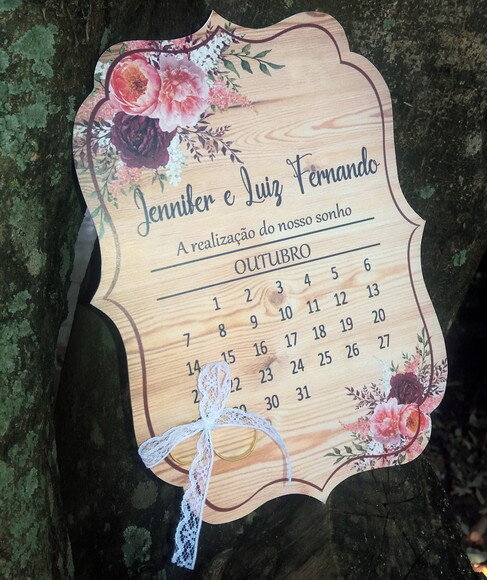 Placa Porta alianças Calendário