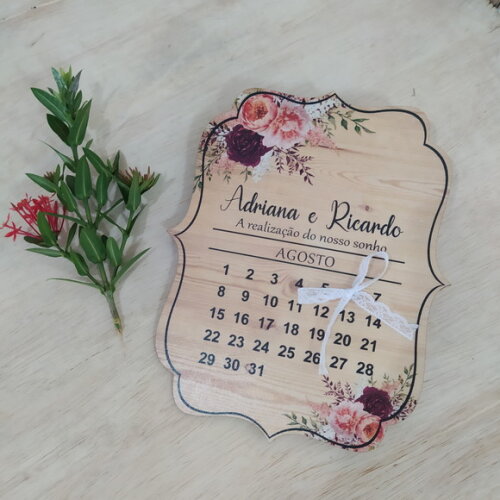 Placa Porta alianças Calendário