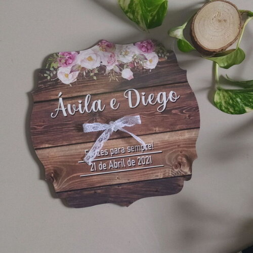 Placa Porta alianças Rustica