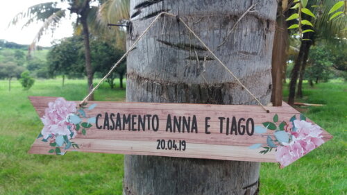 Placa Seta De Casamento Indicativa/sinalização Em Mdf