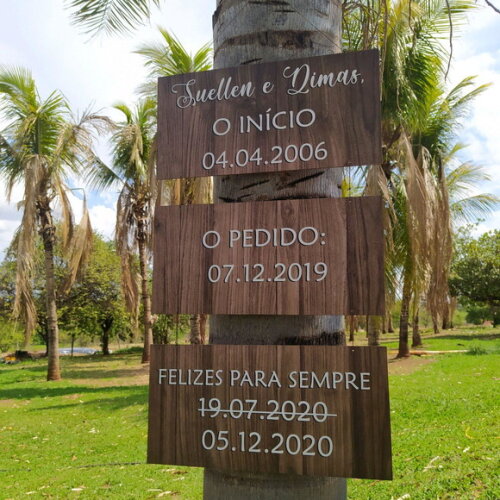Placas indicativas casamento 3 placas 40x20cm