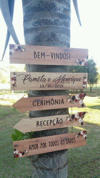 Placas indicativas casamento COM SUA FRASE Kit com 5